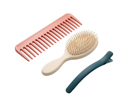 Assorted Hair Styling Tools Including A Comb A Detangling Brush And A Professional Hair Section Clip