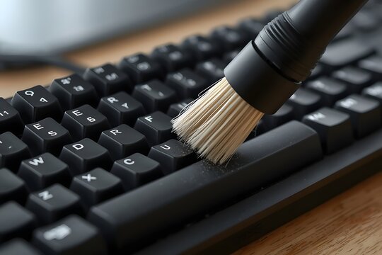 Close Up of Cleaning Mechanical Keyboard Spacebar