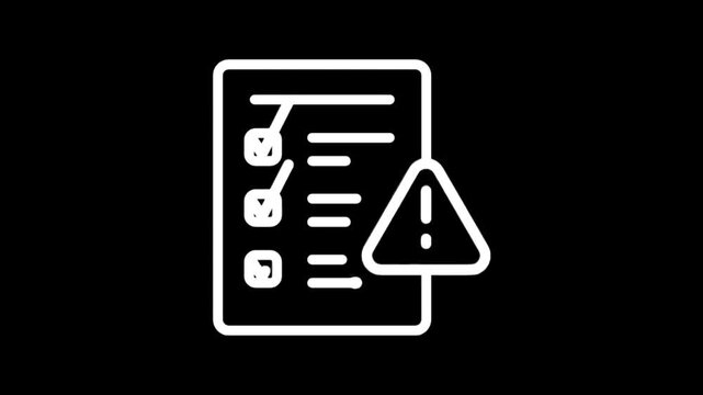 Checklist with warning icon indicating an error or alert on a digital device