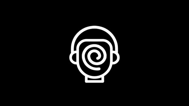 Abstract animation of a swirling vortex inside a human head silhouette