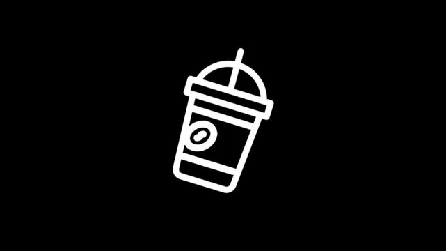 Animated icons of iced coffee drinks in disposable cups with straws