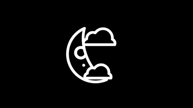 Animated moon and clouds icon sequence for weather and night sky themes