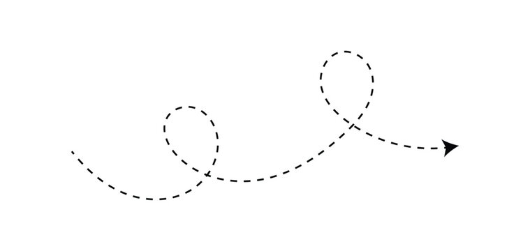 dashed loop path arrow. curved navigation track line route for travel maps. Dot line arrows