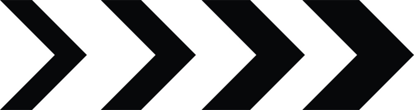 chevron speed arrow icon. repeating right directional pointer elements for fast forward motion navigation