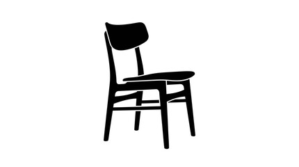 Fototapeta premium Black silhouette icon of a wooden dining chair with a simple modern design for home or office interior furniture