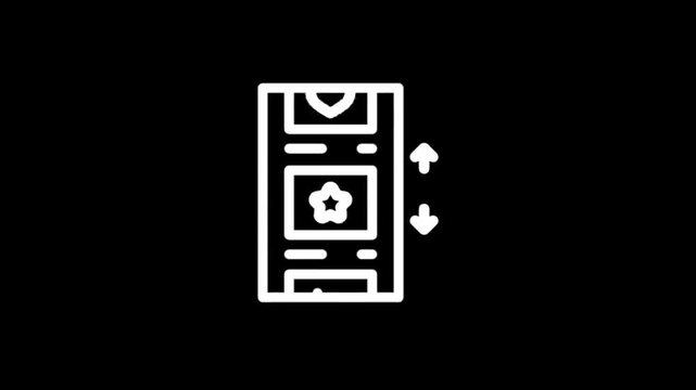 Animated icons showing social media feed scrolling and interaction