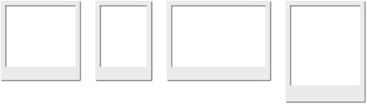 white empty photo frame graphic set. instant polaroid style picture placeholders. realistic empty  photo card mockup