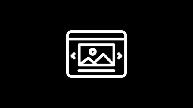 Animated icons of image galleries and photo albums with navigation controls