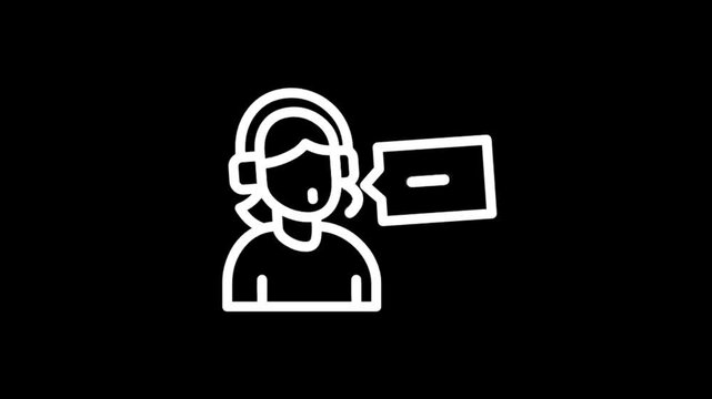 Customer service representative with headset and chat bubble icon