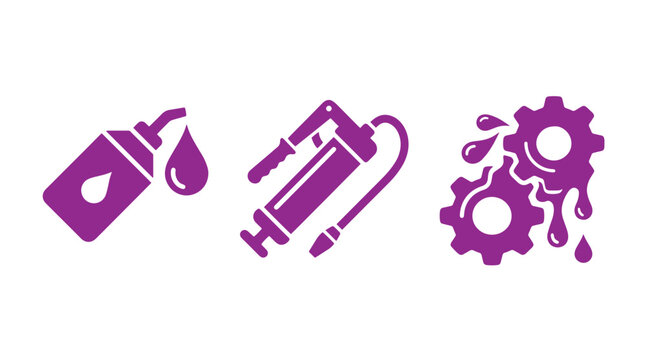 Industrial maintenance icons featuring an oil bottle grease gun mechanical gears with lubricant maintenance lubricant mechanical industry engineering automotive