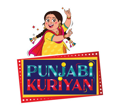 Punjabi Kuriyan Dancing Woman Giddha Dance Vector