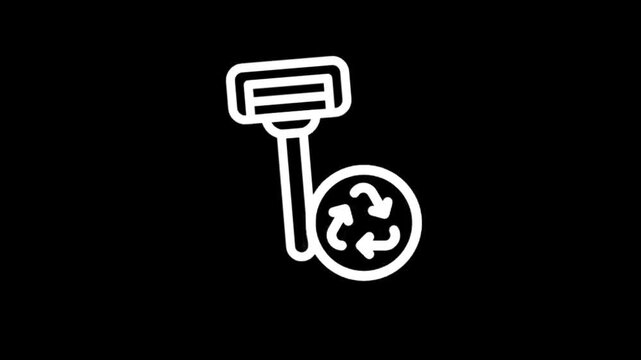Sustainable shaving icon with recycling symbol and razor