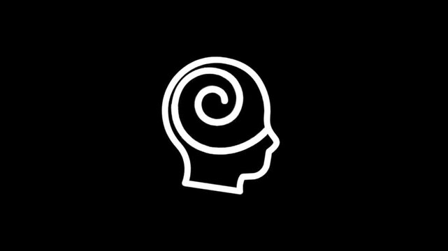 Abstract swirling head icon animation representing thoughts and ideas