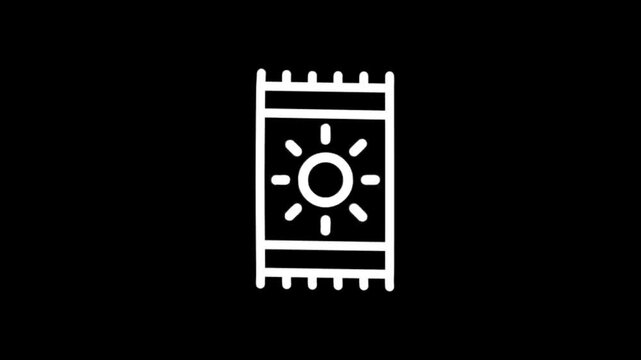 Animated sun icon on a beach towel appears and disappears