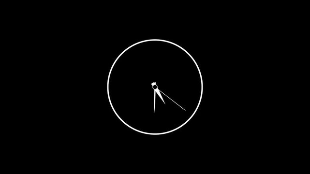 Wall clock vector icon. Classic black and white circle wall clock flat style symbol. concept video on transparent background.
