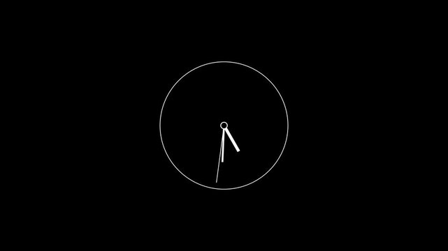 Wall clock vector icon. Classic black and white circle wall clock flat style symbol. concept video on transparent background.