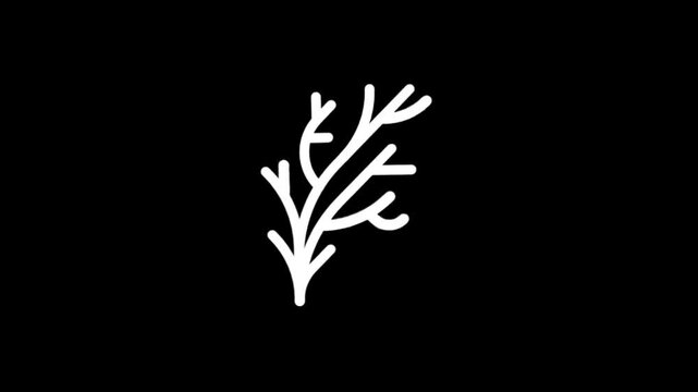 Abstract white branching organic shape on black background animation