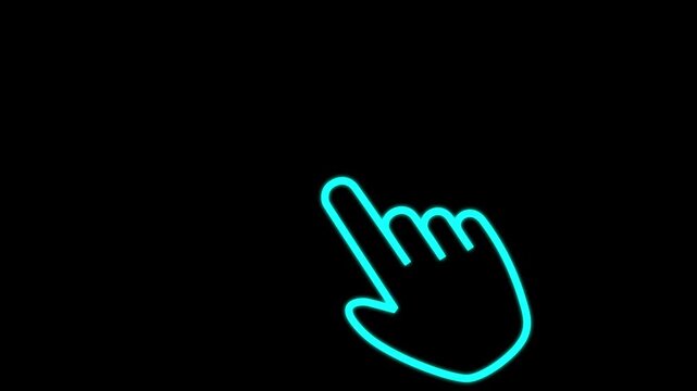 Finger touch gesture animation on the black transparent background.Motion graphic 4k animation video.
