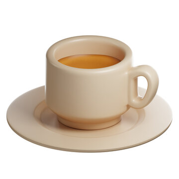 3D Render of Espresso Coffee in a Small Cup