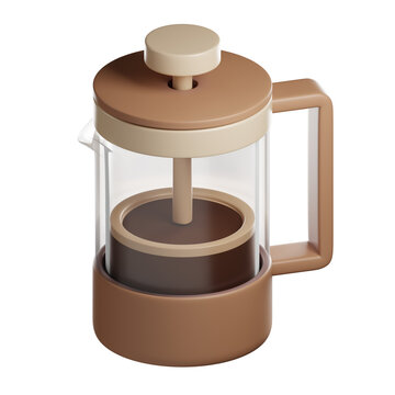 3D Render of a French Press Coffee Maker 