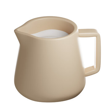 3D Render of a Stainless Steel Milk Pitcher 