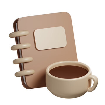 3D Render of a Notebook and Coffee Cup 