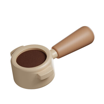3D Render of an Espresso Coffee Portafilter 