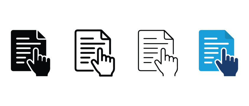 hand selecting or interacting with different document styles on transparent background