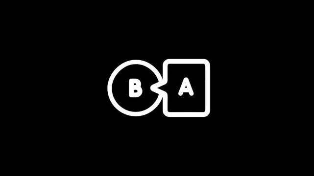 Minimalist white icons B and A on black background for comparison or selection