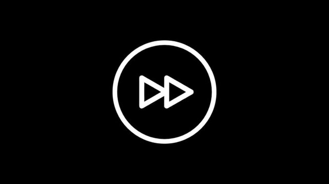 Minimalist fast forward icon animation on black background