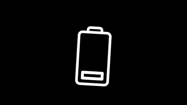 Battery level indicator animation showing charge from empty to full