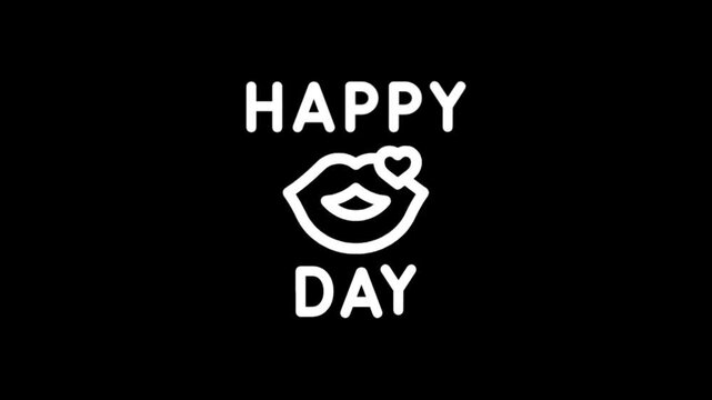Animated text "Happy Day" with heart icon for positive greetings