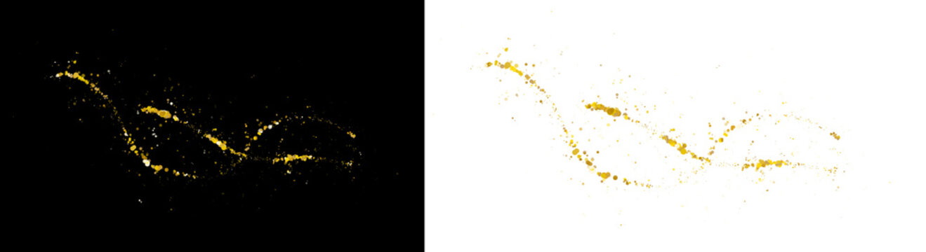 Gold Dust Swirls, Twin Curved Sparkle Trails on a Transparent PNG