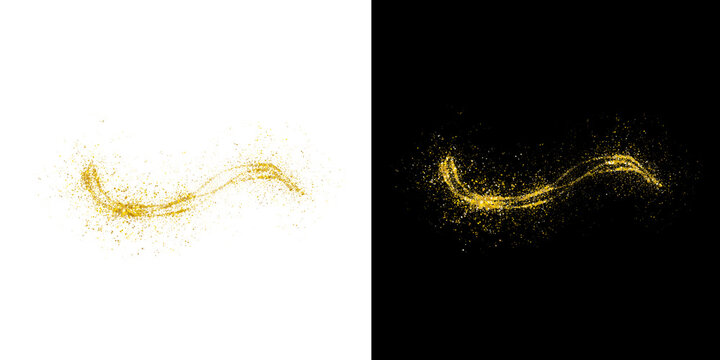 Golden Dust Wave, Double Flowing Glitter Trails on a Transparent PNG