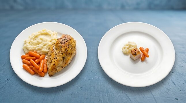 Comparison of chicken meal portion sizes for shrinkflation