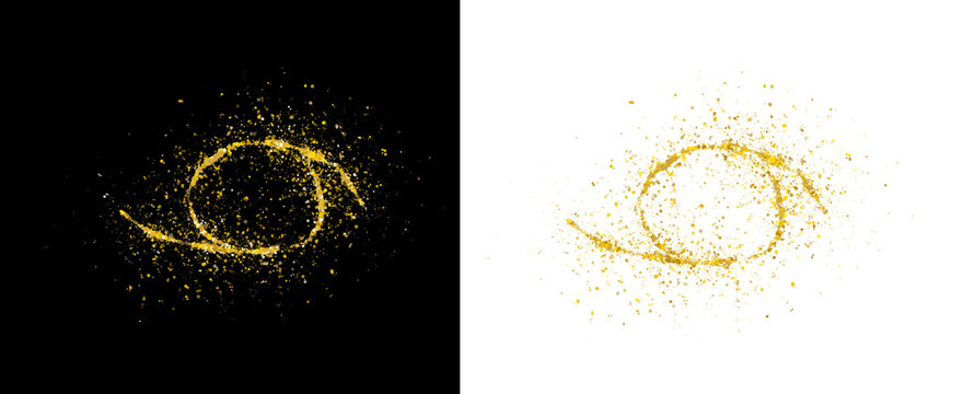 gold dust ring, circular sparkle trail on a transparent png