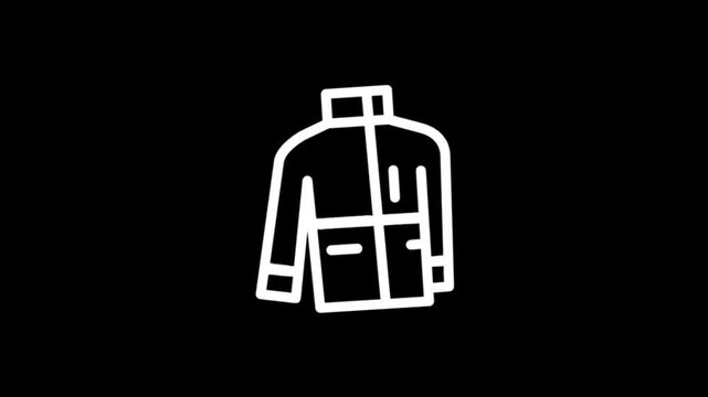 Animated white outline of a lab coat on a black background