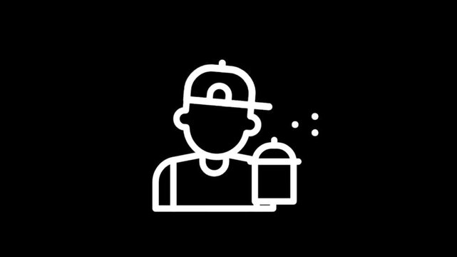Graffiti artist icon with spray can and dots symbolizing paint splatter
