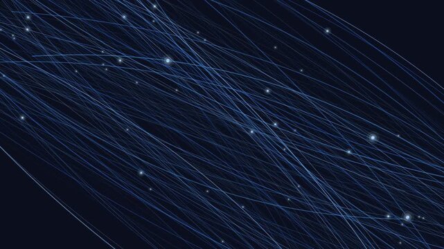 Curved Light Trails Wave and Swirl Animation, Glowing Fiber Optic Strands Fanning Out in Abstract 3D Motion Graphics