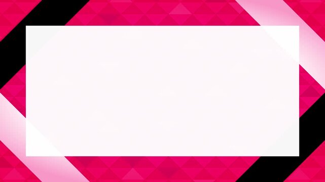 赤い三角形パターンとラインが四隅をスライドする抽象モーション背景アニメーション（文字スペース）