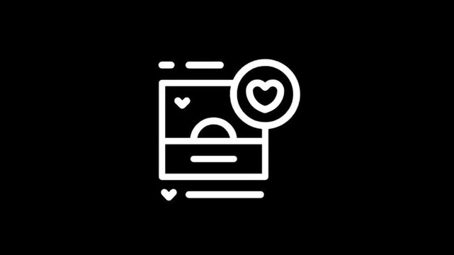 Social media post icon animation with heart likes and comments