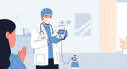 Fototapeta premium Medical Professional Explains Diagnostic Results to Patient in Clinic Environment