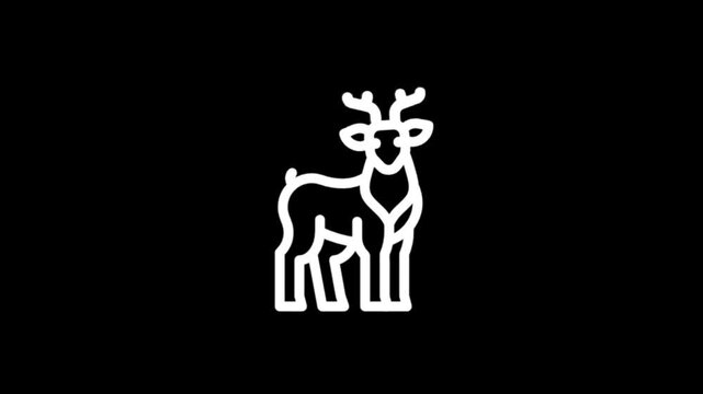 Minimalist white deer outline animation on black background
