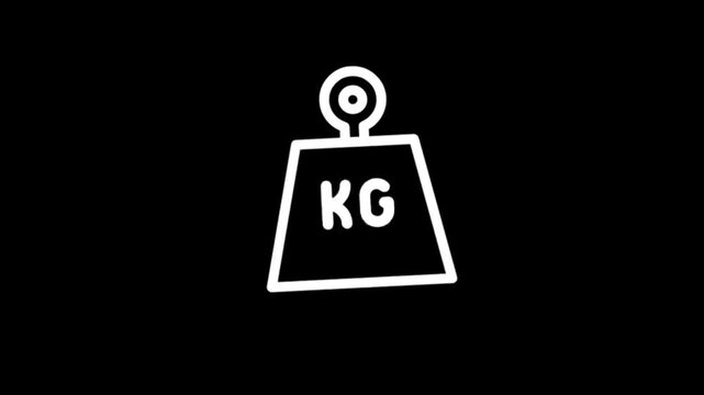 Simple animation of a kilogram weight icon on a black background
