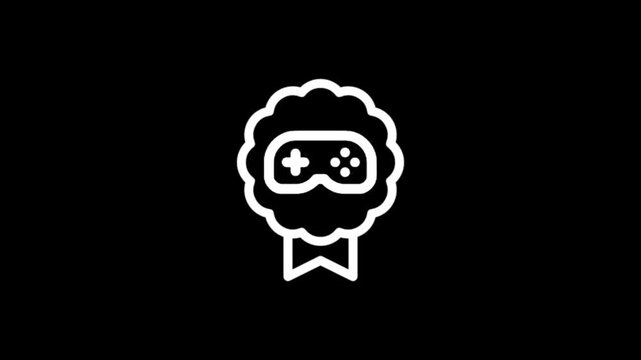 Award winning gaming icon with controller and ribbon on black background