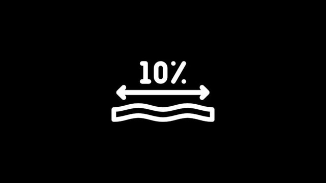 Animated graphic showing 10% reduction with arrows and wavy line