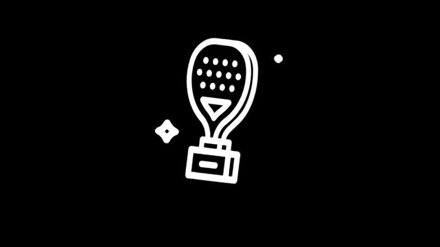 Animated white icon of a hot air balloon with a basket and sparkles
