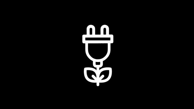 Green energy concept: electric plug morphing into a growing plant with leaves