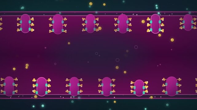 Mitochondrion converting nutrients into glowing ATP seamless loop