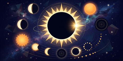 Numbers on Black Background with Glowing Circular Light, Cosmic Energy, Eclipse and Futuristic Space Design for Technology and Science Wallpaper. © Tafrin